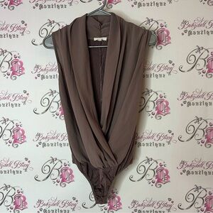 Wishlist cowl neck bodysuit one piece onesie Taupe Draped Bodysuit